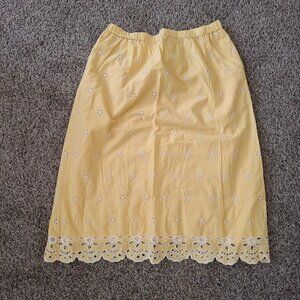 Old Navy A-line eyelet yellow midi skirt